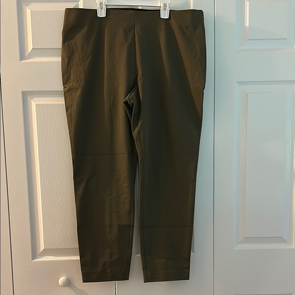High rise green ankle pants